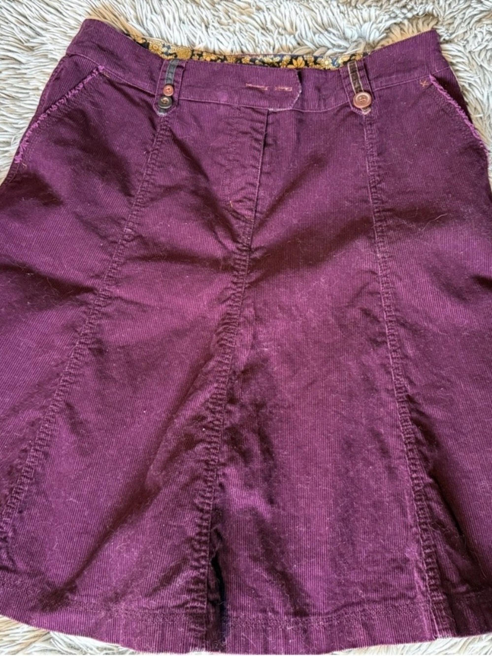 Boden Purple Corduroy Midi Skirt